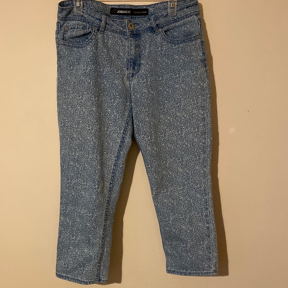 Women’s Jordache Capris jeans skinny cropped mandala print pattern EUC size 12